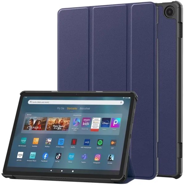 LEATHER Zaklápací kryt pre Amazon Fire Max 11 tmavomodrý
