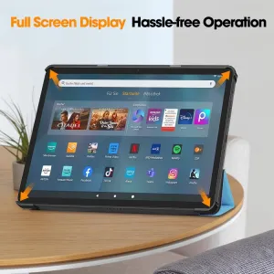 LEATHER Zaklápací kryt pre Amazon Fire Max 11 svetlomodrý