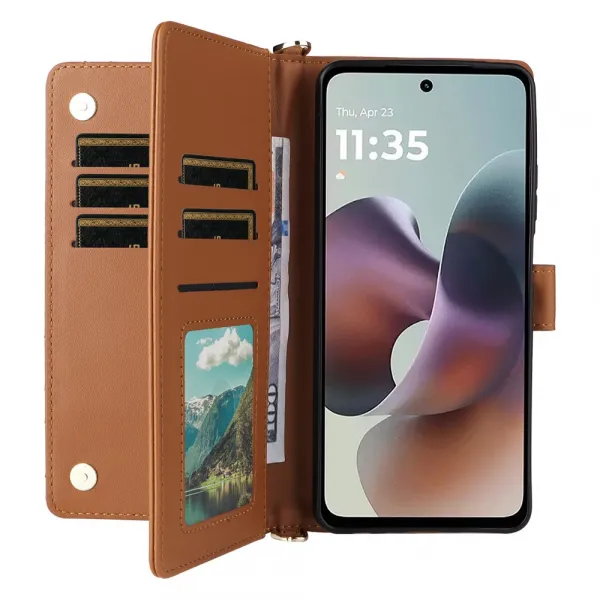 PRESTIGE Peňaženkové puzdro pre Motorola Moto G56 5G hnedé
