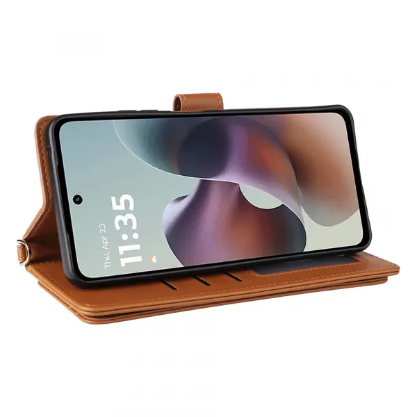 PRESTIGE Peňaženkové puzdro pre Motorola Moto G56 5G hnedé