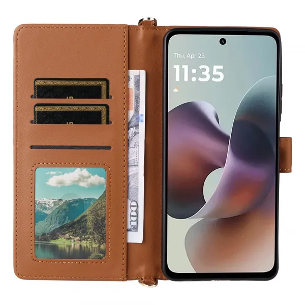 PRESTIGE Peňaženkové puzdro pre Motorola Moto G56 5G hnedé