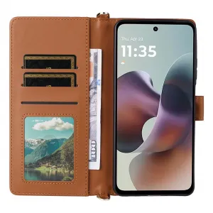 PRESTIGE Peňaženkové puzdro pre Motorola Moto G56 5G hnedé