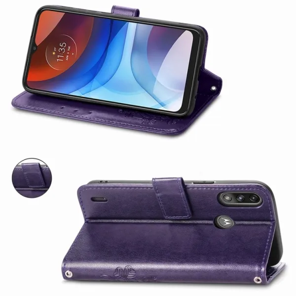 ART Peňaženkový kryt Motorola E7 Power / E7i Power FLOWERS fialový