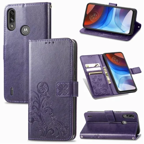ART Peňaženkový kryt Motorola E7 Power / E7i Power FLOWERS fialový