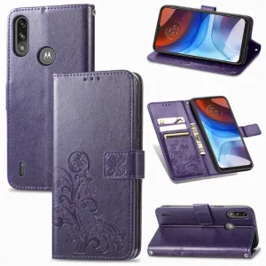ART Peňaženkový kryt Motorola E7 Power / E7i Power FLOWERS fialový