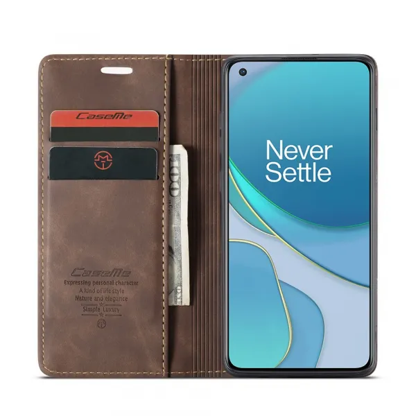 CASEME Flipové puzdro pre OnePlus 8T tmavohnedé