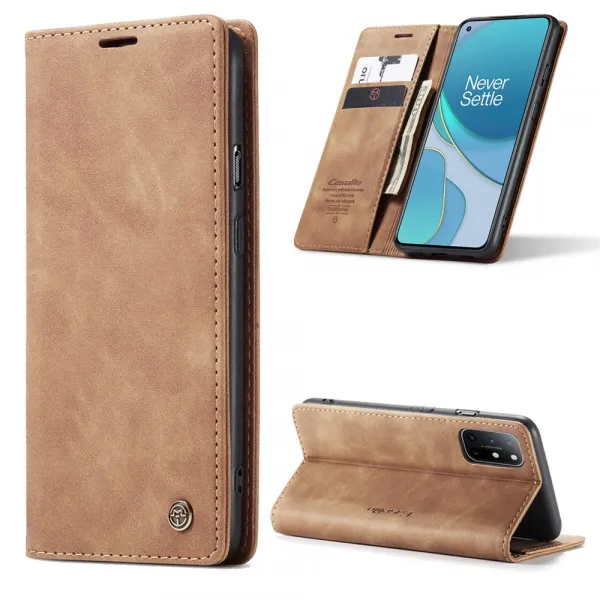CASEME Flipové puzdro pre OnePlus 8T svetlohnedé