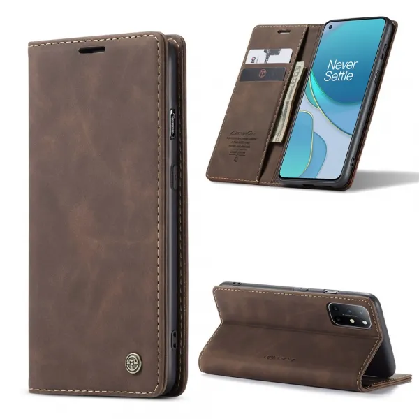 CASEME Flipové puzdro pre OnePlus 8T tmavohnedé