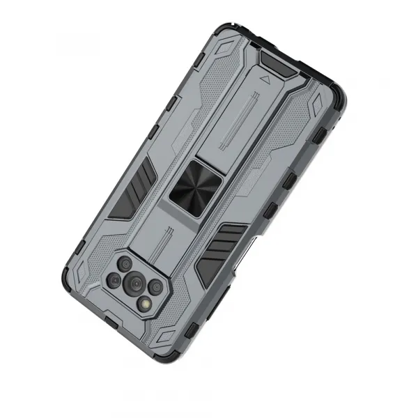 SUPERSONIC Ochranný obal so stojanom pre Xiaomi Poco X3 NFC / X3 Pro strieborný