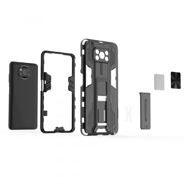 SUPERSONIC Ochranný obal so stojanom pre Xiaomi Poco X3 NFC / X3 Pro strieborný