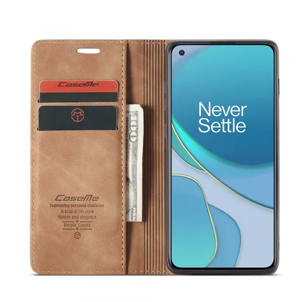 CASEME Flipové puzdro pre OnePlus 8T svetlohnedé