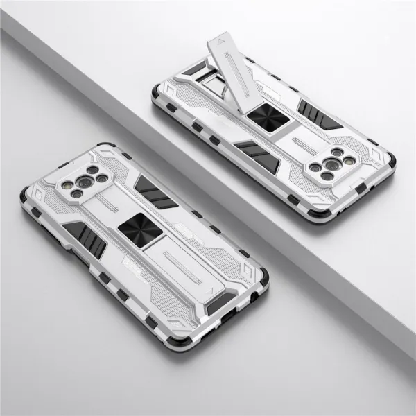 SUPERSONIC Ochranný obal so stojanom pre Xiaomi Poco X3 NFC / X3 Pro strieborný