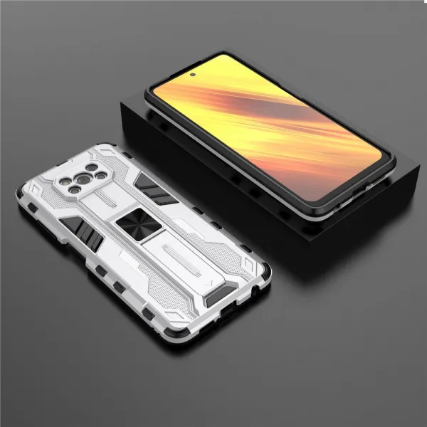 SUPERSONIC Ochranný obal so stojanom pre Xiaomi Poco X3 NFC / X3 Pro strieborný