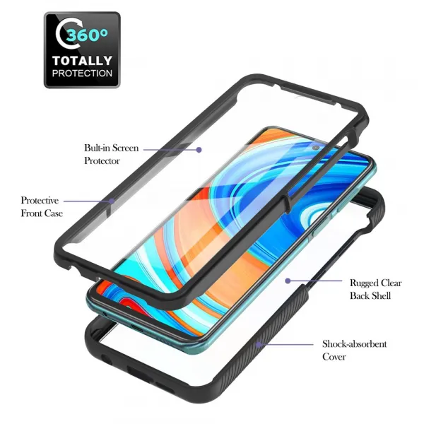 DUAL Obojstranný kryt s fóliou Xiaomi Redmi Note 9S / Note 9 Pro čierny
