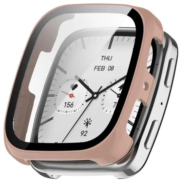 PC FULL COVER Plastový kryt so sklom pre Amazfit Active 2 (Square) ružový