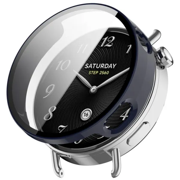 PC FULL COVER Plastový kryt so sklom pre Xiaomi Watch S4 41mm modrý