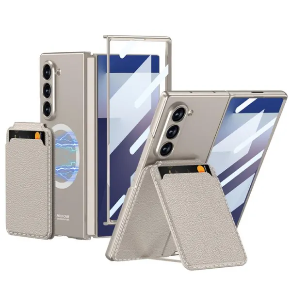 GKK 2IN1 Ochranný kryt s MagSafe a puzdrom na karty Samsung Galaxy Z Fold7 5G TITANIUM GREY
