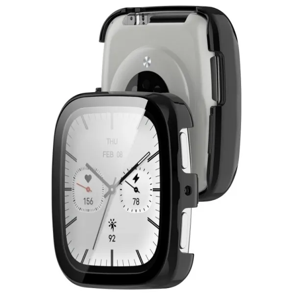 PC FULL COVER Plastový kryt so sklom pre Amazfit Active 2 (Square) čierny