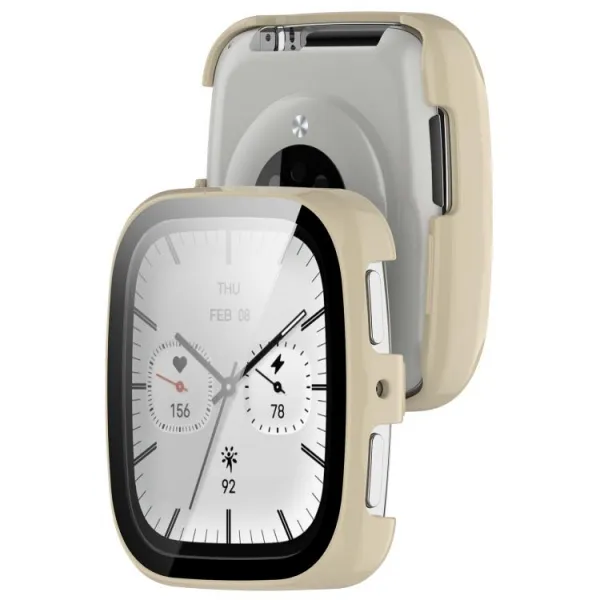 PC FULL COVER Plastový kryt so sklom pre Amazfit Active 2 (Square) IVORY