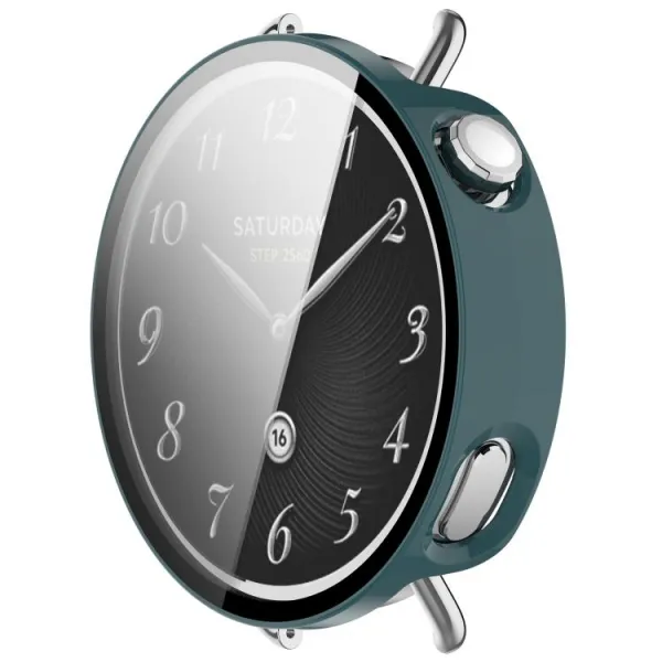PC FULL COVER Plastový kryt so sklom pre Xiaomi Watch S4 41mm zelený