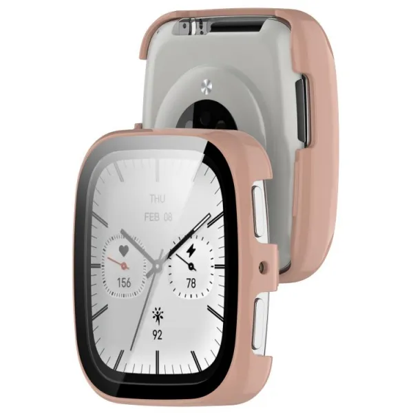 PC FULL COVER Plastový kryt so sklom pre Amazfit Active 2 (Square) ružový