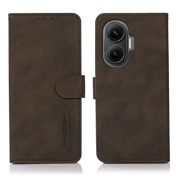 KHAZNEH MATTE Zaklápacie puzdro pre Xiaomi Poco F7 hnedé