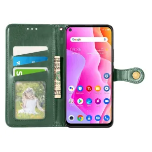 LEATHER BUCKLE Peňaženkový obal pre TCL 10L zelený