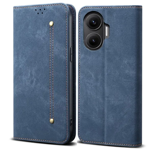 DENIM Peňaženkový kryt pre Xiaomi Poco F7 modrý