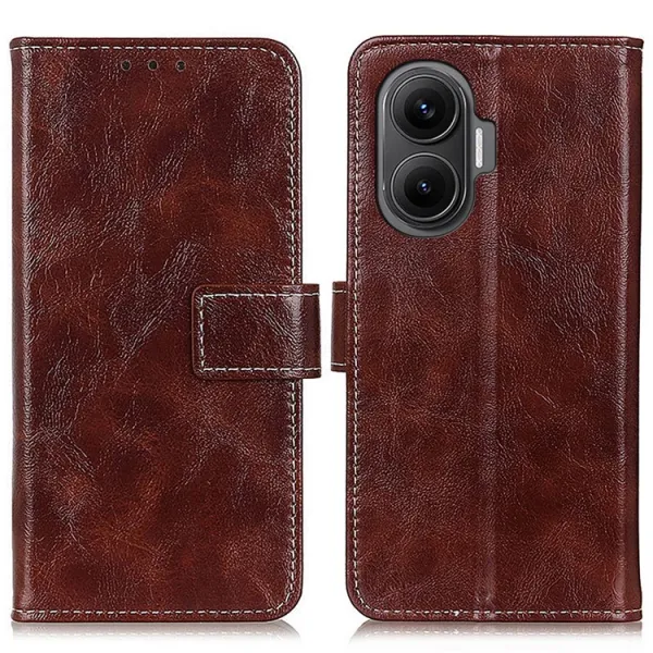 RETRO Peňaženkový obal Xiaomi Poco F7 hnedý
