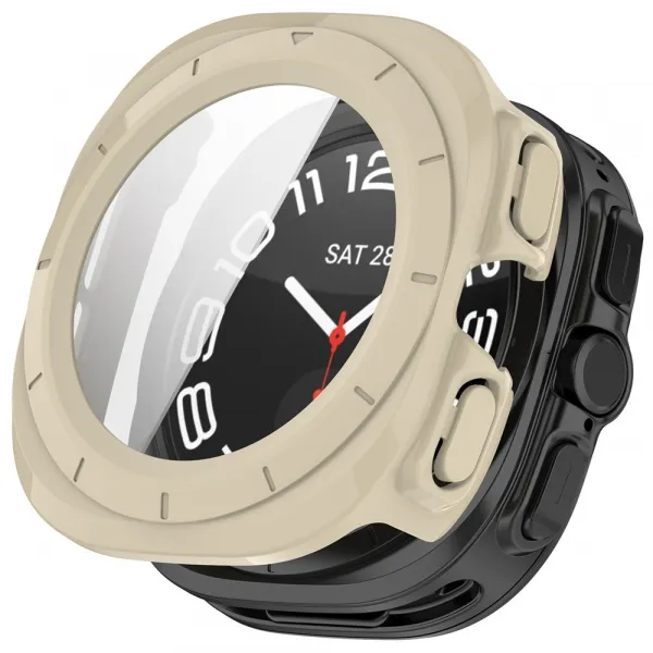 PC FULL COVER Plastový kryt so sklom pre Samsung Galaxy Watch Ultra / Watch Ultra 2025 IVORY