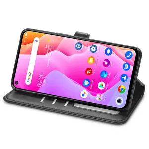 LEATHER BUCKLE Peňaženkový obal pre TCL 10L čierny