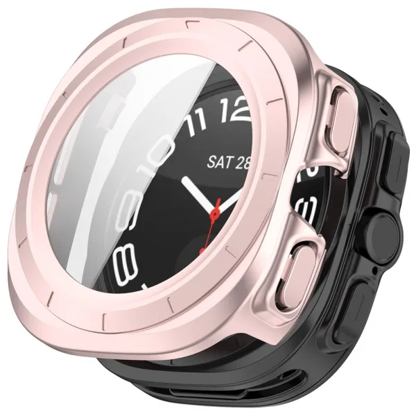 PC FULL COVER Plastový kryt so sklom pre Samsung Galaxy Watch Ultra / Watch Ultra 2025 metalický ružový