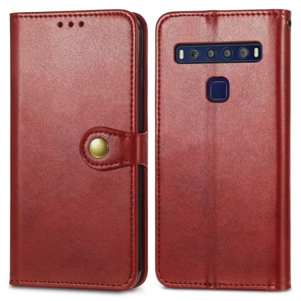 LEATHER BUCKLE Peňaženkový obal pre TCL 10L červený