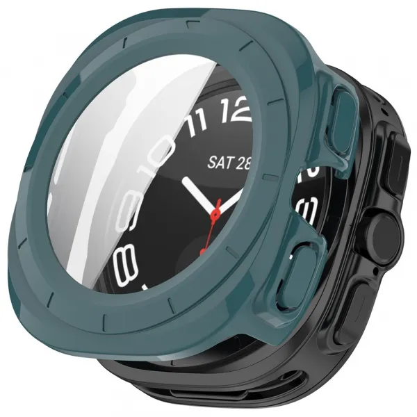 PC FULL COVER Plastový kryt so sklom pre Samsung Galaxy Watch Ultra / Watch Ultra 2025 tmavozelený