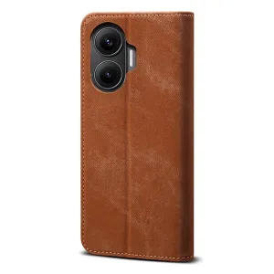 DENIM Peňaženkový kryt pre Xiaomi Poco F7 hnedý