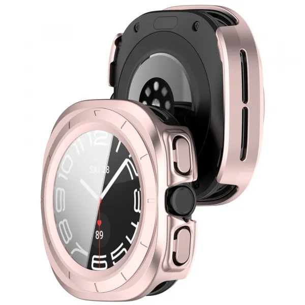 PC FULL COVER Plastový kryt so sklom pre Samsung Galaxy Watch Ultra / Watch Ultra 2025 metalický ružový
