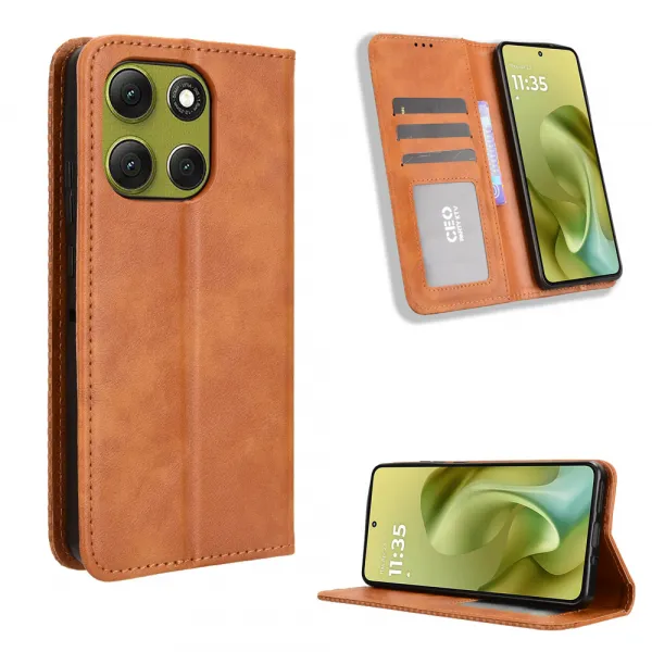 BUSINESS Peňaženkové puzdro pre Motorola Moto G86 5G hnedé
