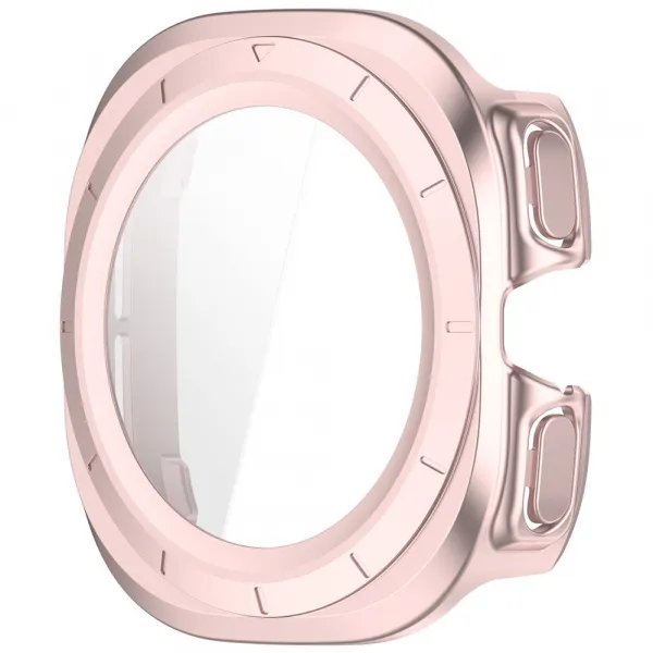 PC FULL COVER Plastový kryt so sklom pre Samsung Galaxy Watch Ultra / Watch Ultra 2025 metalický ružový