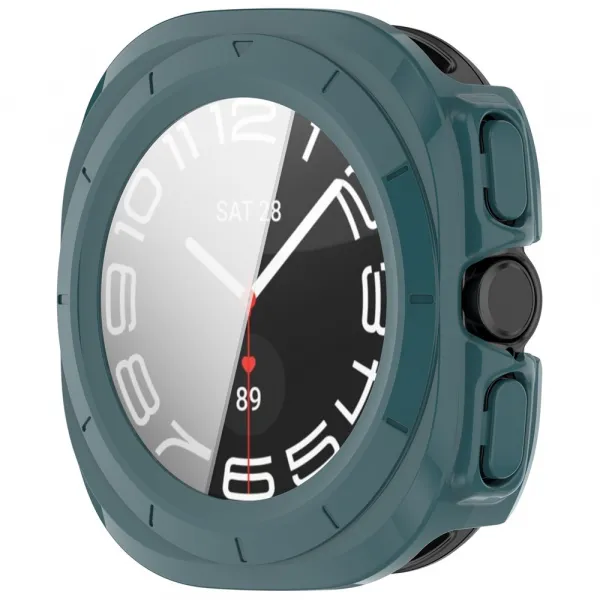 PC FULL COVER Plastový kryt so sklom pre Samsung Galaxy Watch Ultra / Watch Ultra 2025 tmavozelený