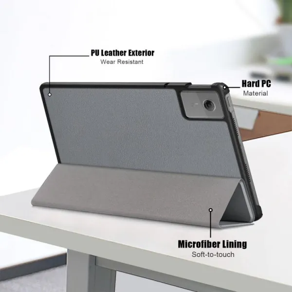 LEATHER Zaklápací kryt pre Lenovo Idea Tab 11 / Tab K11 Gen2 šedý