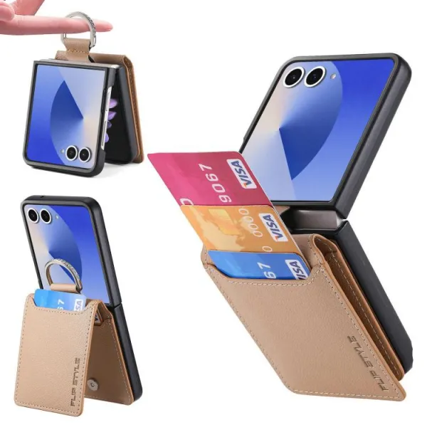 CARD Kryt s priehradkami pre karty Samsung Galaxy Z Flip7 5G svetlohnedý