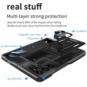 RING CAMERA Kryt s držiakom pre Samsung Galaxy Z Fold7 5G strieborný