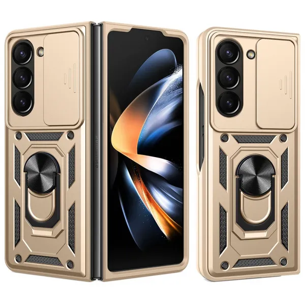 RING CAMERA Kryt s držiakom pre Samsung Galaxy Z Fold7 5G zlatý