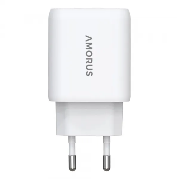 AMORUS PD 30W GaN Sieťová nabíjačka USB-C / USB-A biela