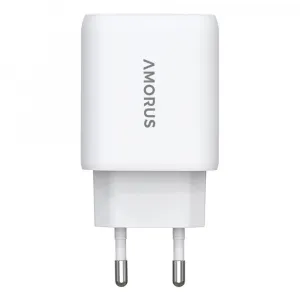AMORUS PD 30W GaN Sieťová nabíjačka USB-C / USB-A biela