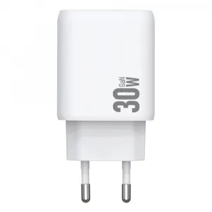 AMORUS PD 30W GaN Sieťová nabíjačka USB-C / USB-A biela