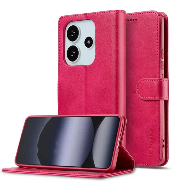 IMEEKE Peňaženkový obal pre Xiaomi Redmi Note 14 (EU verzia 164.8mm) ružový