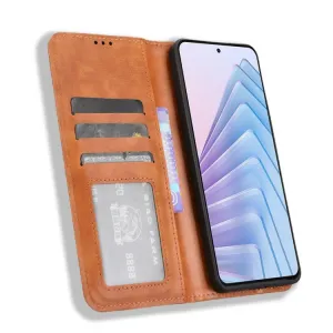 BUSINESS Peňaženkové puzdro pre Xiaomi Redmi Note 14 (EU verzia 164.8mm) hnedé