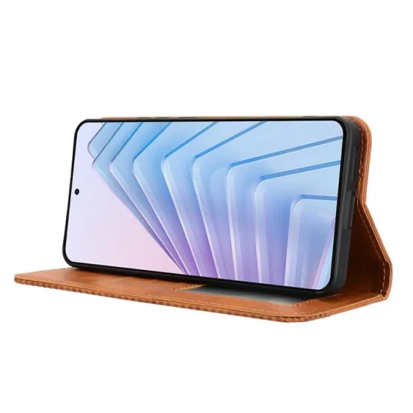 BUSINESS Peňaženkové puzdro pre Xiaomi Redmi Note 14 (EU verzia 164.8mm) hnedé