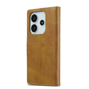 IMEEKE Peňaženkový obal pre Xiaomi Redmi Note 14 (EU verzia 164.8mm) svetlohnedý